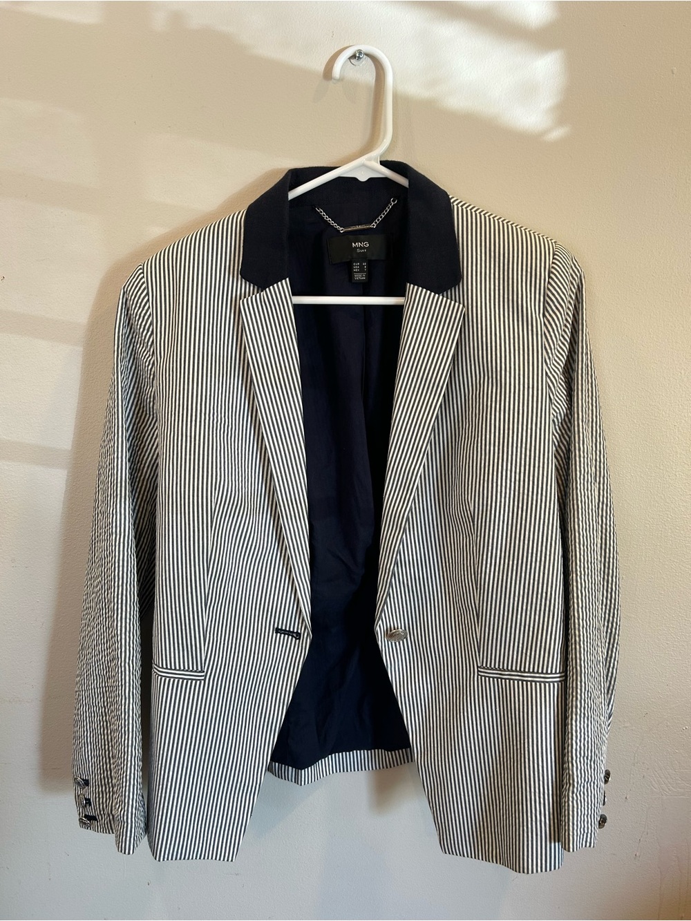 MNG Suit by Mango pinstripe seersucker blazer